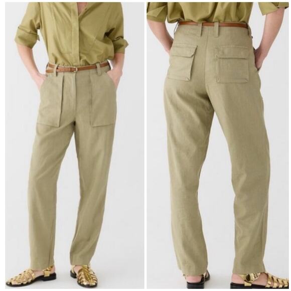 J. Crew Seaside Cargo Pant in Linen Tencel Lyocell Blend Black 6 BW529 - Picture 2 of 12